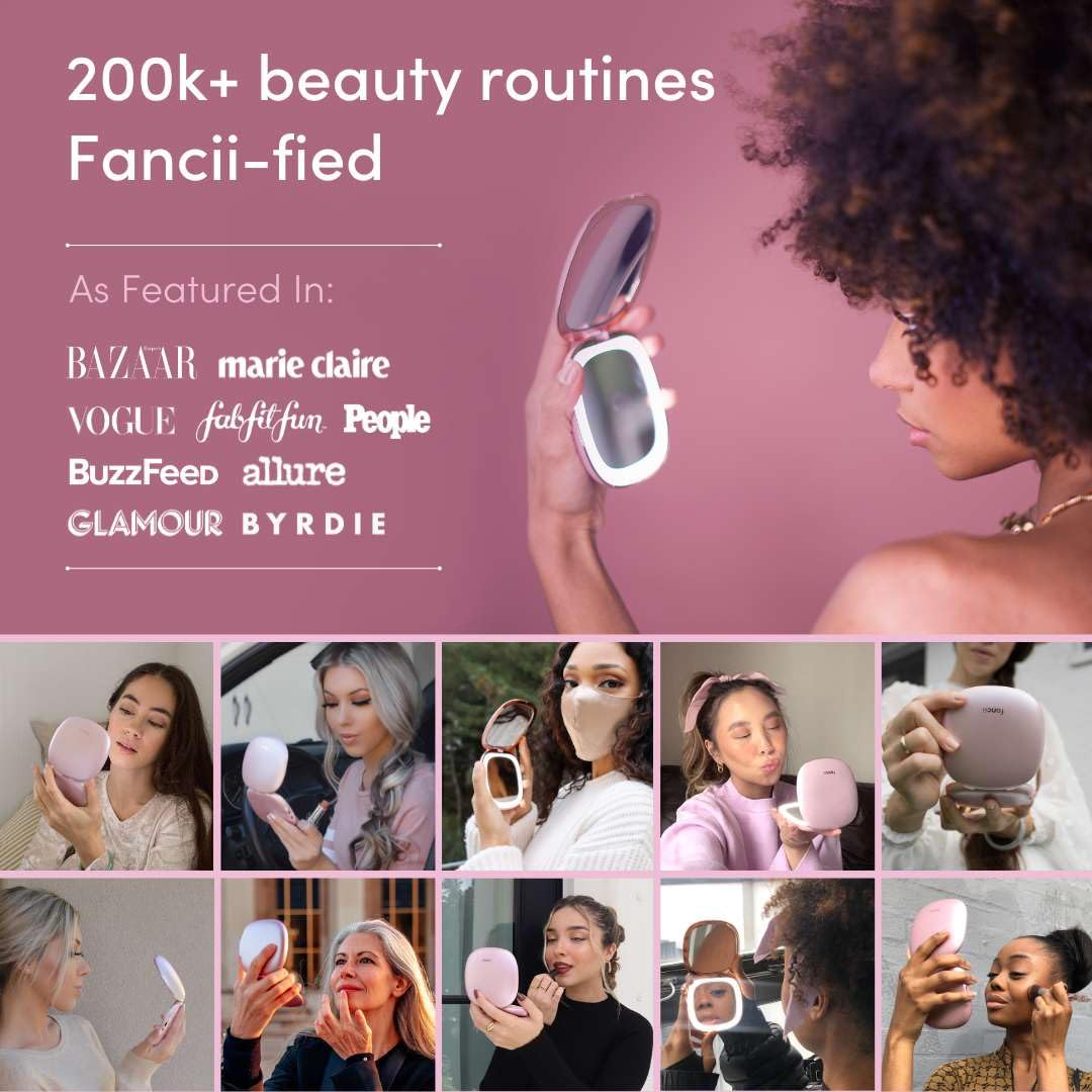 Fancii Compact Makeup Mirror with Natural LED Lights, 1x/ 10x Magnifying - Rechargeable, Portable, Lighted 4” Hand Mirror for Travel and Purses, Mila (Berry Crush)
