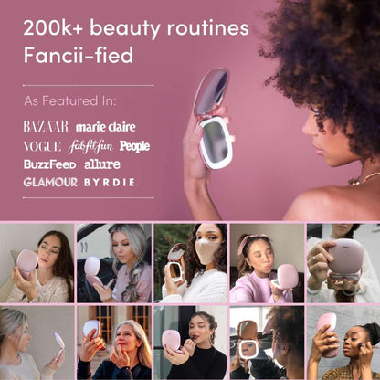 Fancii Compact Makeup Mirror with Natural LED Lights, 1x/ 10x Magnifying - Rechargeable, Portable, Lighted 4” Hand Mirror for Travel and Purses, Mila (Berry Crush)