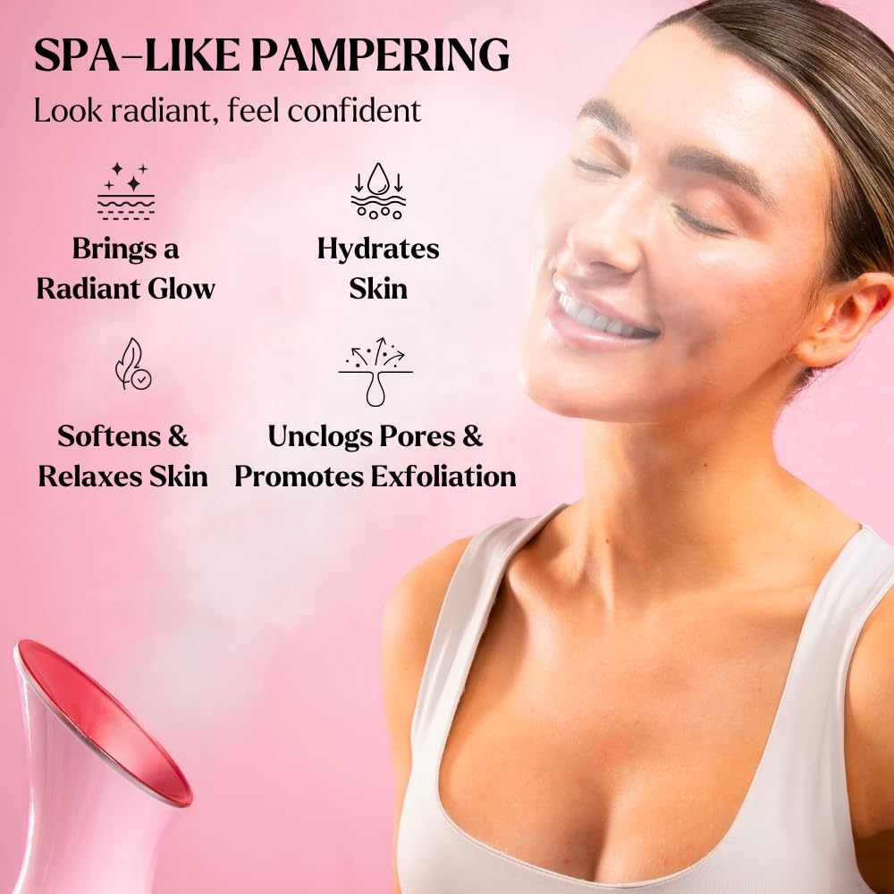 Facial Steamer Spa Kit with Complimentary 6 Skin Care Tools | Face Steamer for Facial Deep Cleaning with Towel Warmer & Humidifier Mode| Self Care Gifts for Women, Spa Gifts, Birthday Gifts for Women