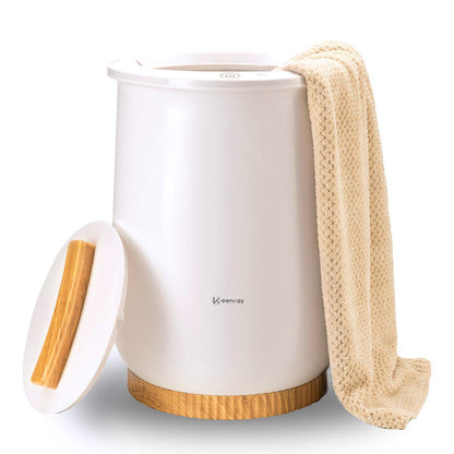 Keenray Bucket Style Towel Warmers, Luxury Bucket Towel Warmer, Large Towel Warmer for Bathroom, Auto Shut Off, Fits Up to Two 40"X70" Oversized Towels, Bathrobes, Blankets, PJ's and More, White, CL1