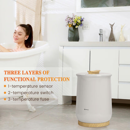 Keenray Bucket Style Towel Warmers, Luxury Bucket Towel Warmer, Large Towel Warmer for Bathroom, Auto Shut Off, Fits Up to Two 40"X70" Oversized Towels, Bathrobes, Blankets, PJ's and More, White, CL1